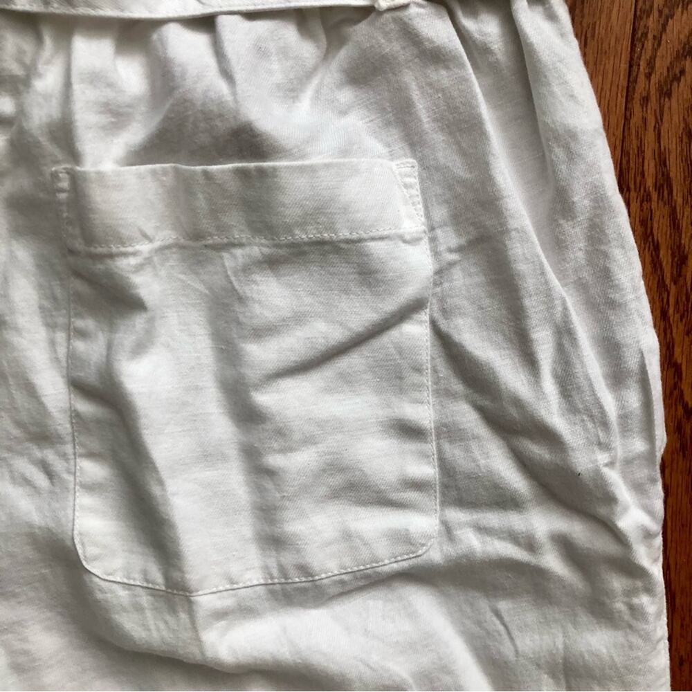 Loft Paper Bag Waist Cotton Linen Ankle Straight Leg White Pants Women’s Size S - Picture 8 of 12